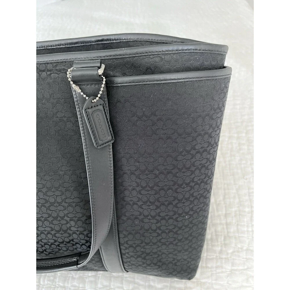COACH Large Black Canvas Logo Laptop Work Bag
